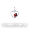 Anh�nger Kinderschmuck aus Silber 925 als Herz mit Marienk�fer 