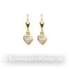 Ohrh�nger Kinderschmuck aus Gold 333 als Herz Zirkonia 