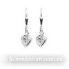 Ohrh�nger Kinderschmuck aus Silber 925 als Herz Zirkonia 
