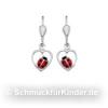 Ohrh�nger Kinderschmuck aus Silber 925 Herz und Marienk�fer 